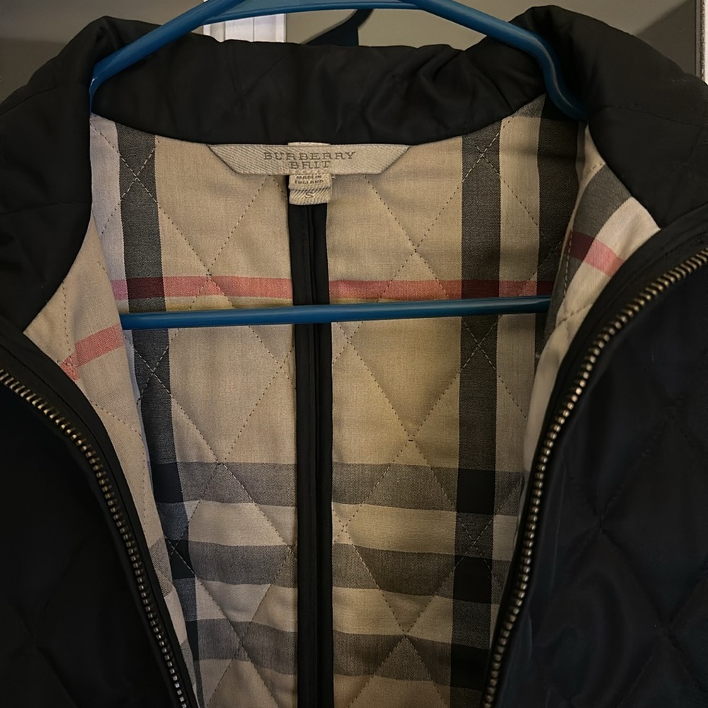 Burberry Black Quilted Utility Jacket with Check Lining